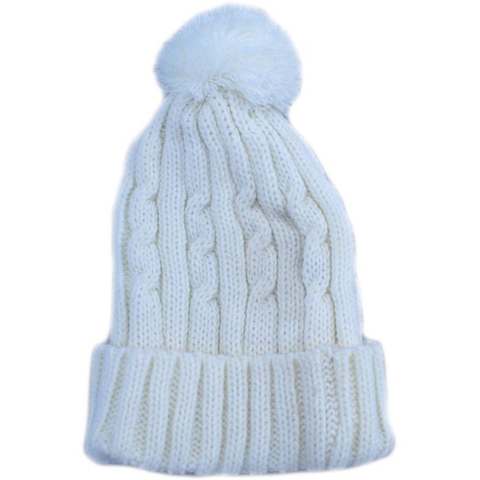 Knitted Beanie With Pompom (12pcs)