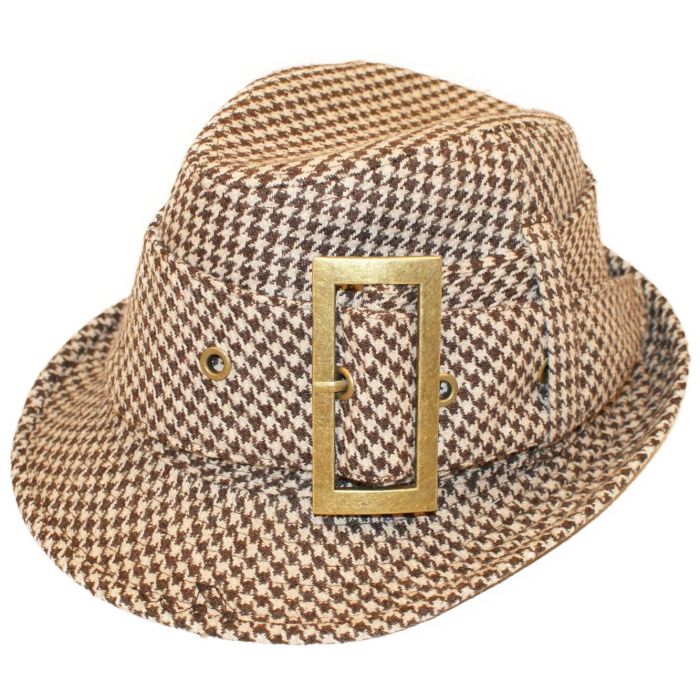 Buckled Houndstooth Trilby Hat (12pcs) EA
