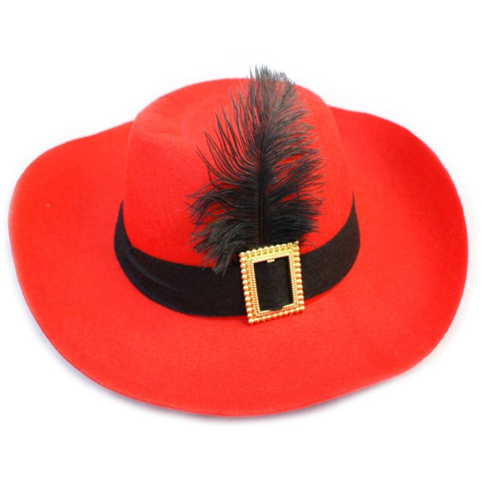 Big Feathered Red Fancy Dress Hat (12pcs)