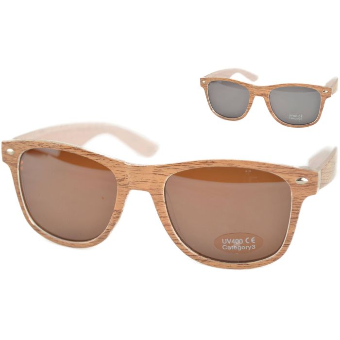 Wood Pattern Wayfarer Sunglasses (12pcs)