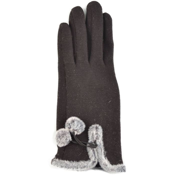 Womens Woolly Faux Fur Pompom Gloves (12pcs)
