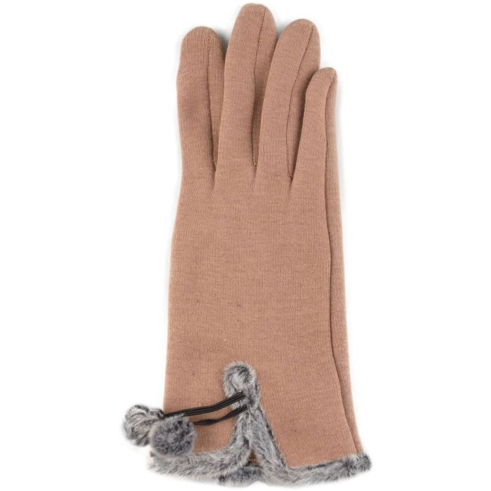 Womens Woolly Faux Fur Pompom Gloves (12pcs)