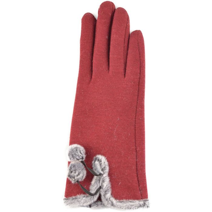 Womens Woolly Faux Fur Pompom Gloves (12pcs)