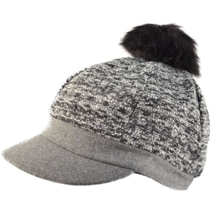 Womens Pompom Newsboy Cap