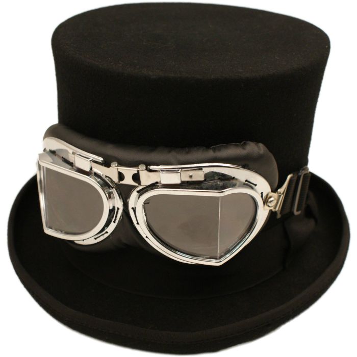 Steampunk Black Top Hat With Goggles