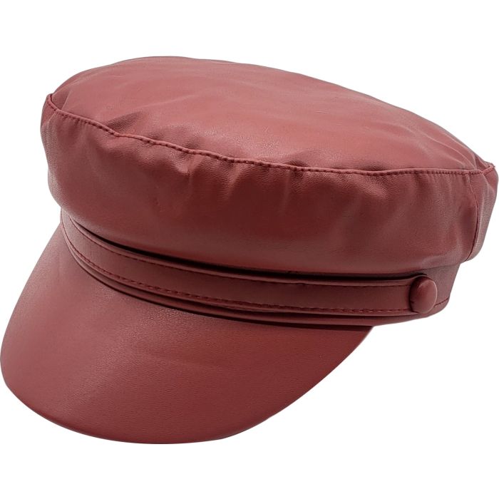 Faux Leather Captain Hat
