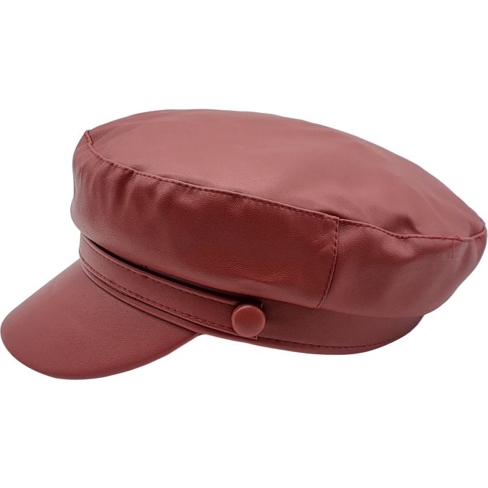 Faux Leather Captain Hat