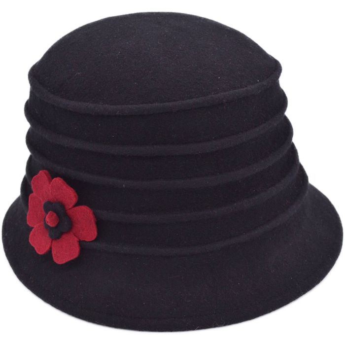 Womens Wool Felt Vintage Cloche Hat