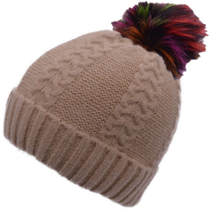 Knitted Beanie With Pompom (12pcs)