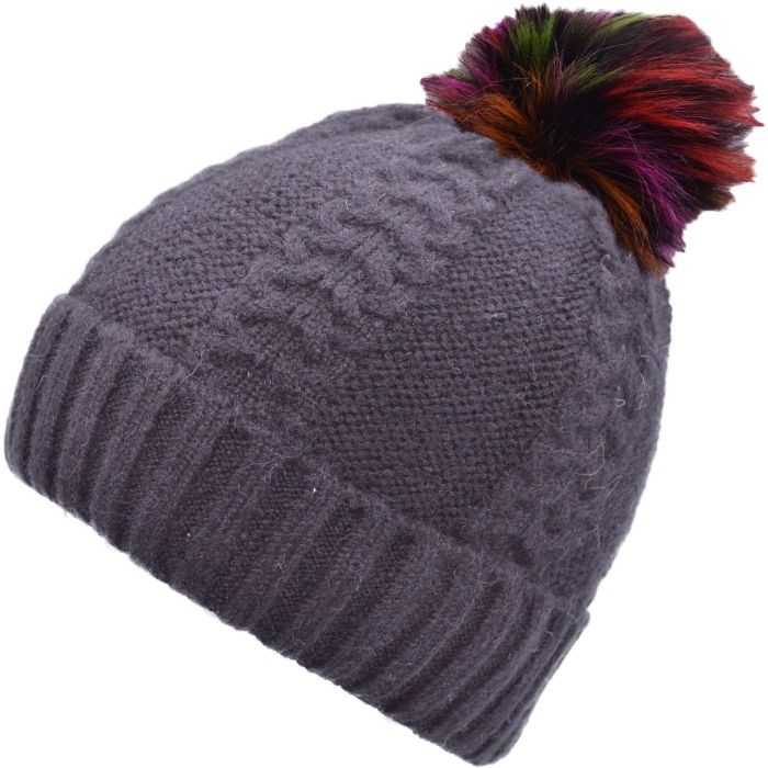 Knitted Beanie With Pompom (12pcs)