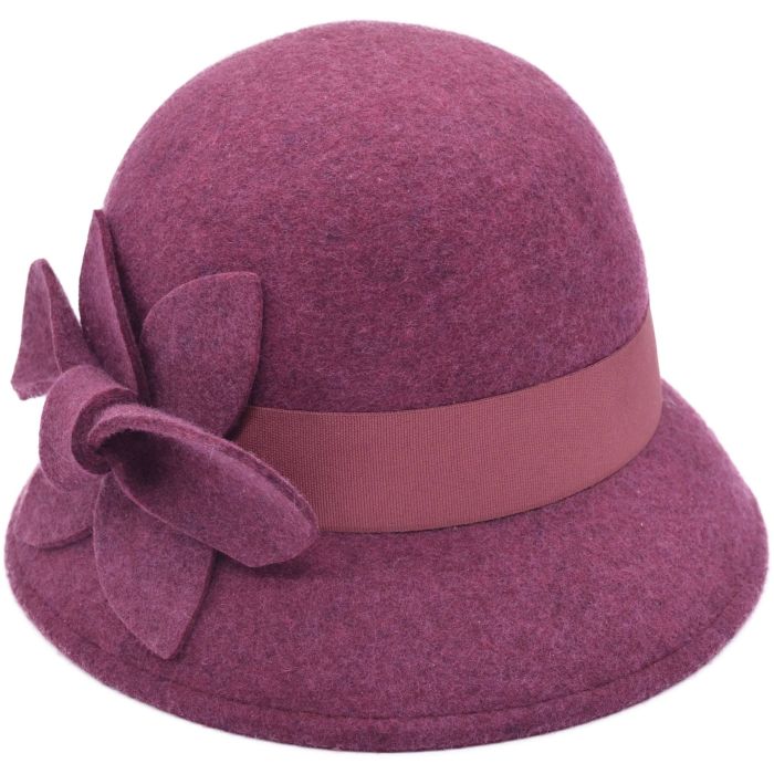 Womens Wool Felt Vintage Cloche Hat