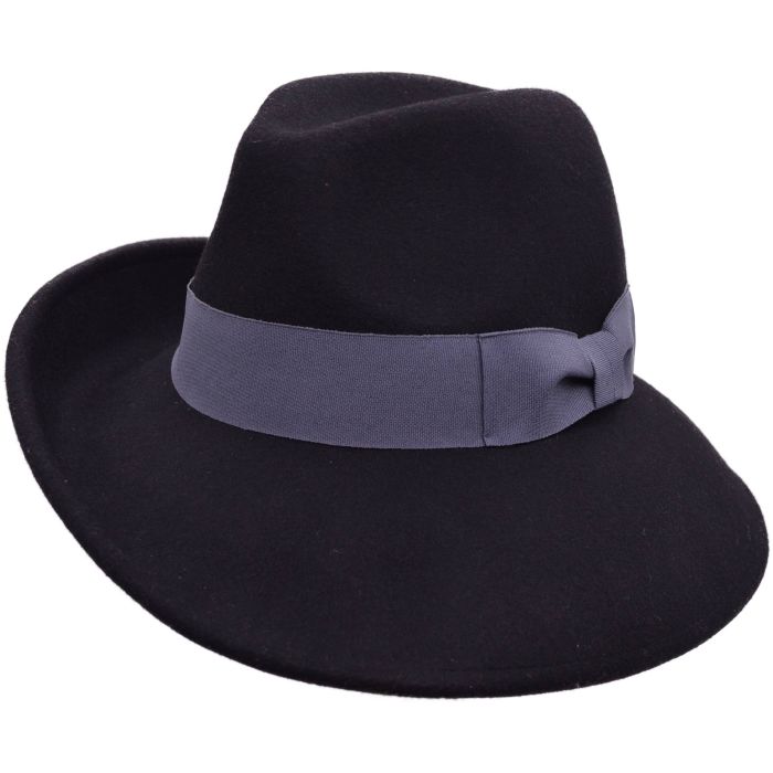 Womens Wide Brim Wool Felt Fedora Hat