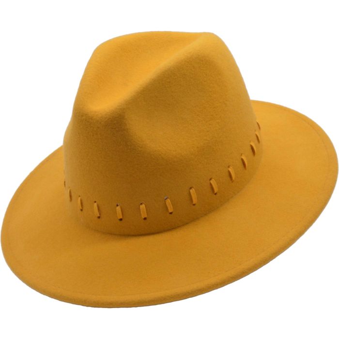 Womens Wide Brim Wool Felt Fedora Hat