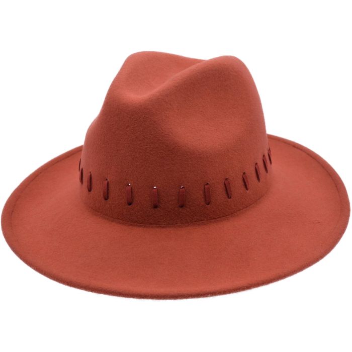 Womens Wide Brim Wool Felt Fedora Hat