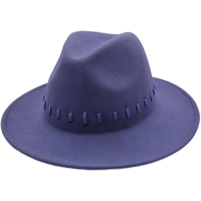 Womens Wide Brim Wool Felt Fedora Hat