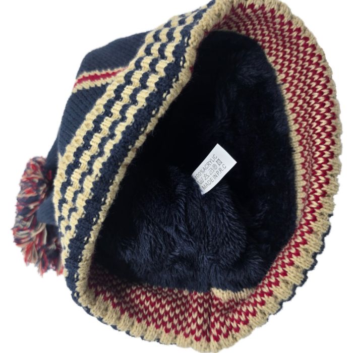 Union Jack Beanie With Pompom (12pcs)