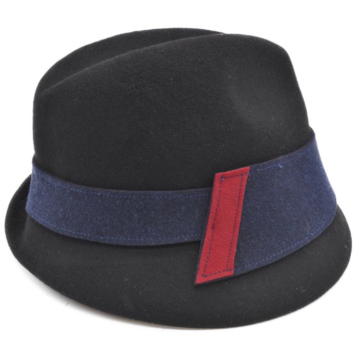 Womens Wool Felt Trilby Cloche Hat