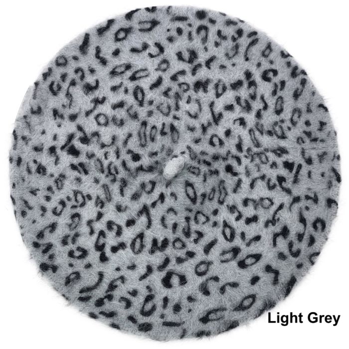 Womens Angora Leopard Beret (12pcs)