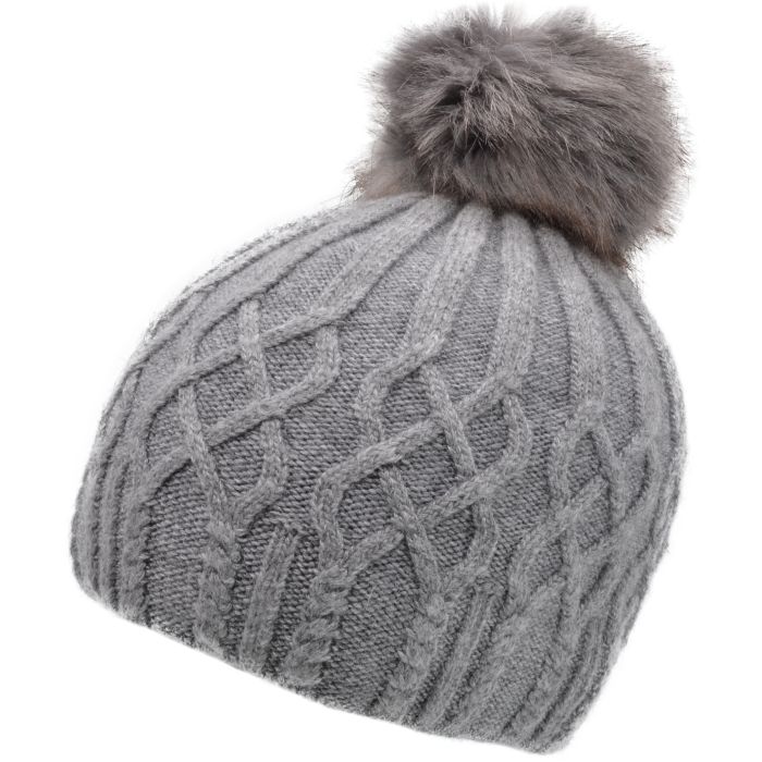 Knitted Cashmere Beanie with Pompom