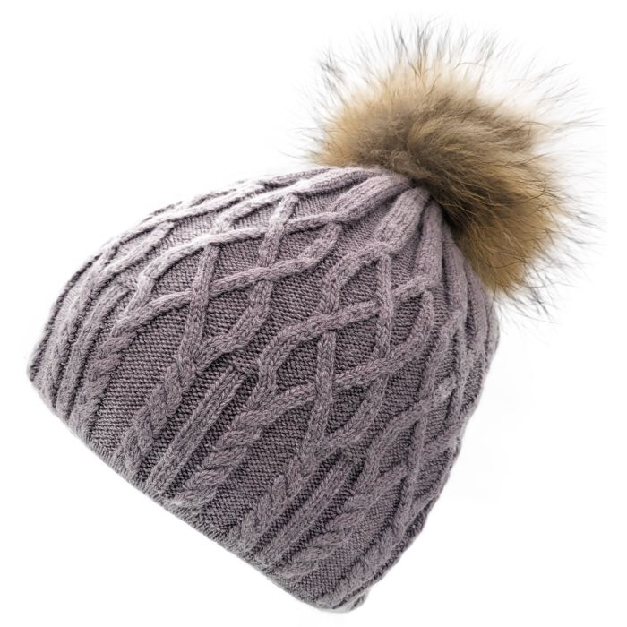 Knitted Cashmere Beanie with Pompom