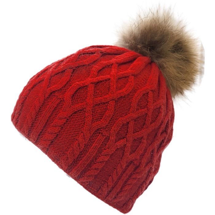 Knitted Cashmere Beanie with Pompom