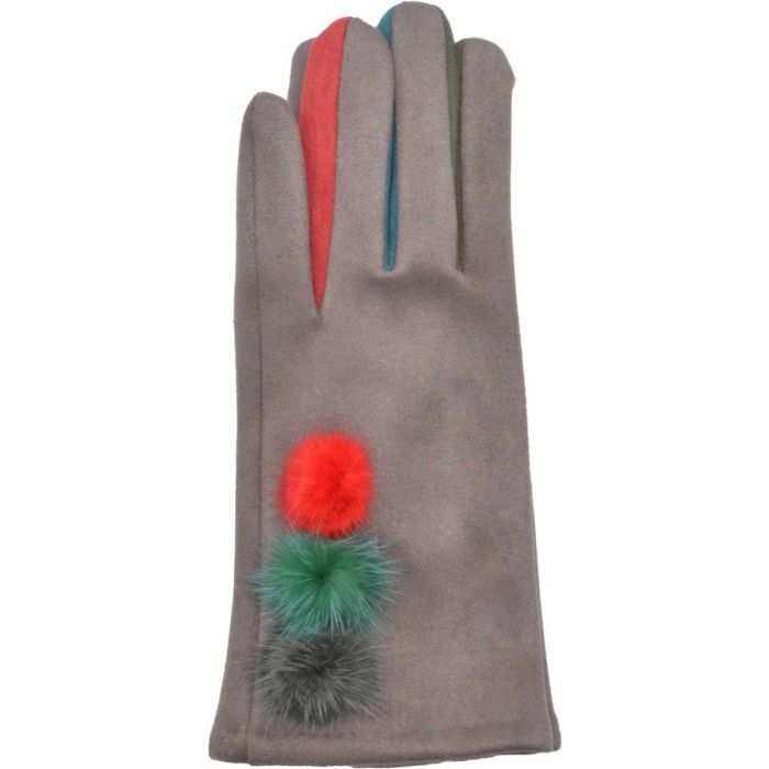Womens Real Pompom Woolly Gloves (12pcs)