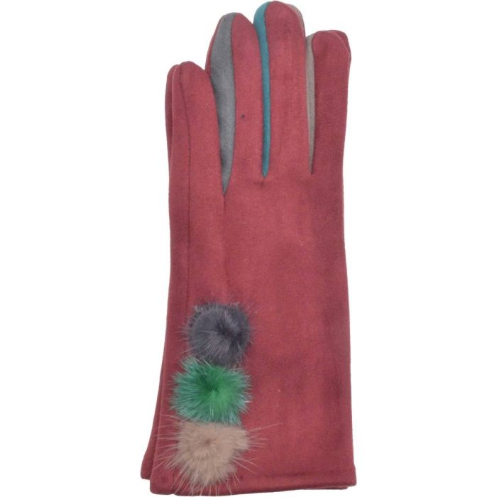 Womens Real Pompom Woolly Gloves (12pcs)