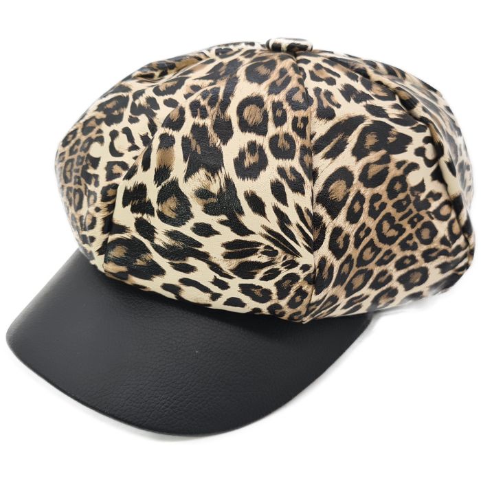 Womens Leopard Newsboy Cap