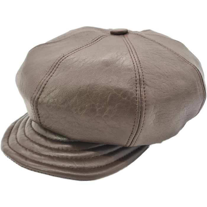 Genuine Leather Newsboy Cap