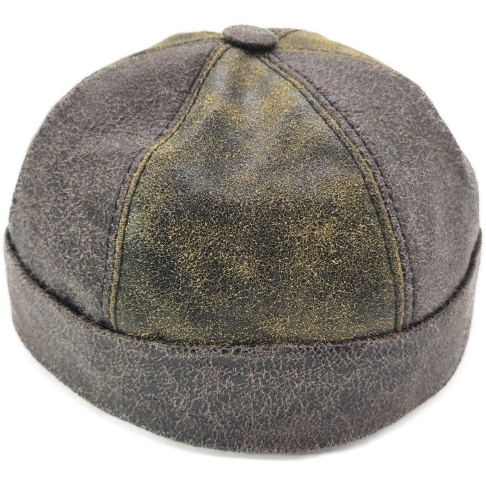 Unisex Genuine Leather 8 Panel Docker Cap