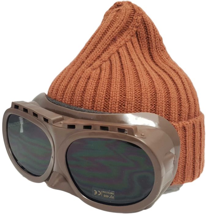 Mens Knitted Woolly Beanie with Goggle