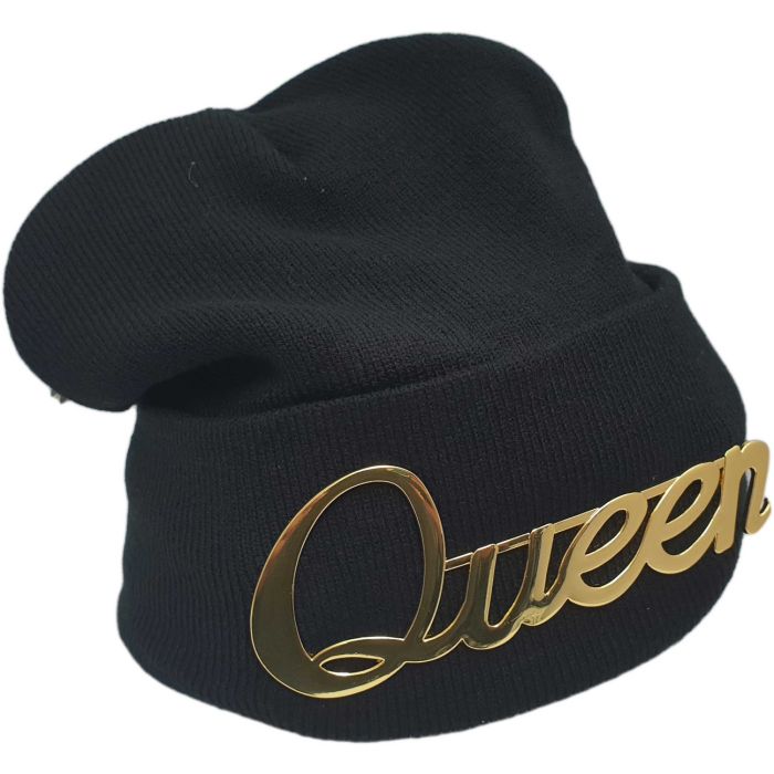 KING/QUEEN Black Knitted Woolly Beanie