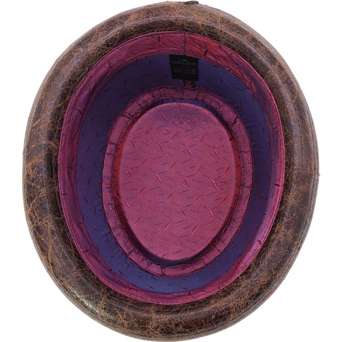PVC Brown Round Shape Pork Pie Hat