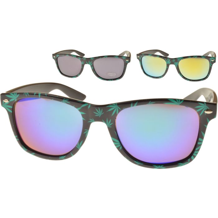 Wayfarer Leaf Sunglasses Black (12Pcs)