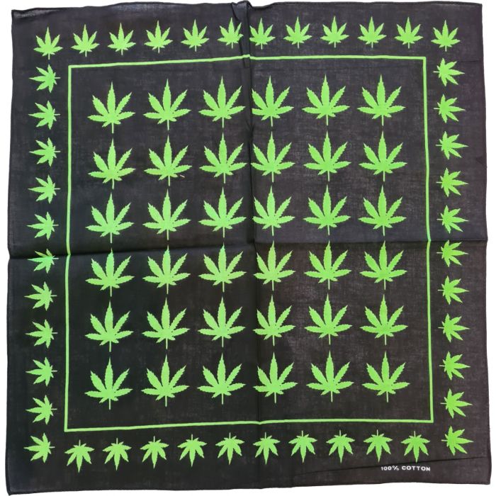 Black Green Hemp Design Bandana (12pcs)