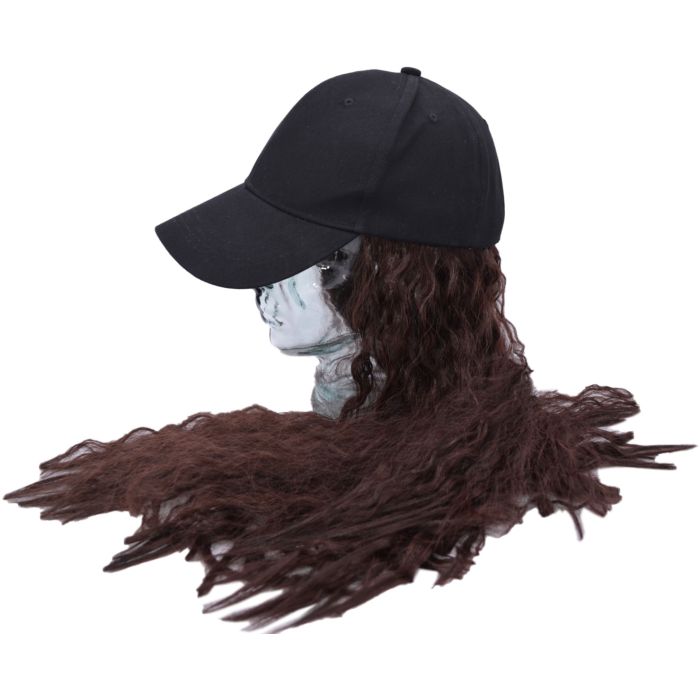 Baseball Cap With Wig (12pcs)