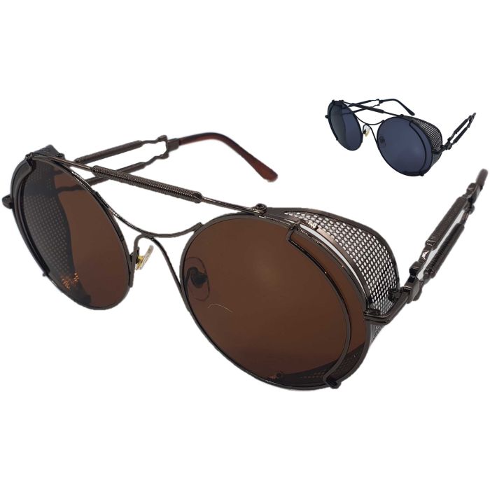 Steampunk Round Sunglasses with Side Shields (12pcs)