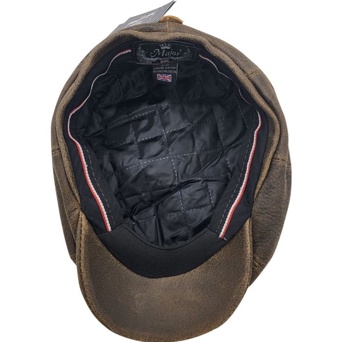 Cracked Leather Brown Newsboy Cap