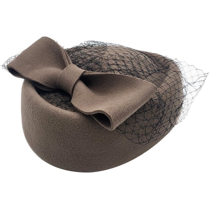 Womens Wool Felt Veiled Pillbox Hat