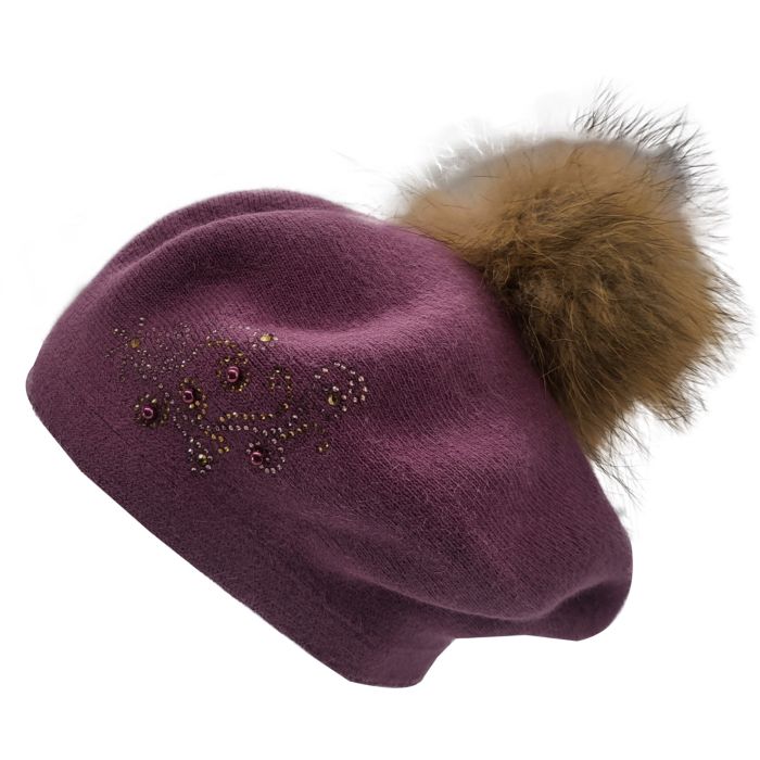 Flower Patterned Pompom Beret