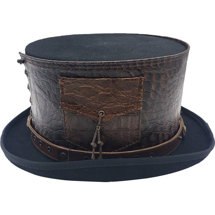 Leather Strapped Top Hat