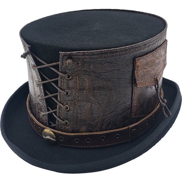 Leather Strapped Top Hat
