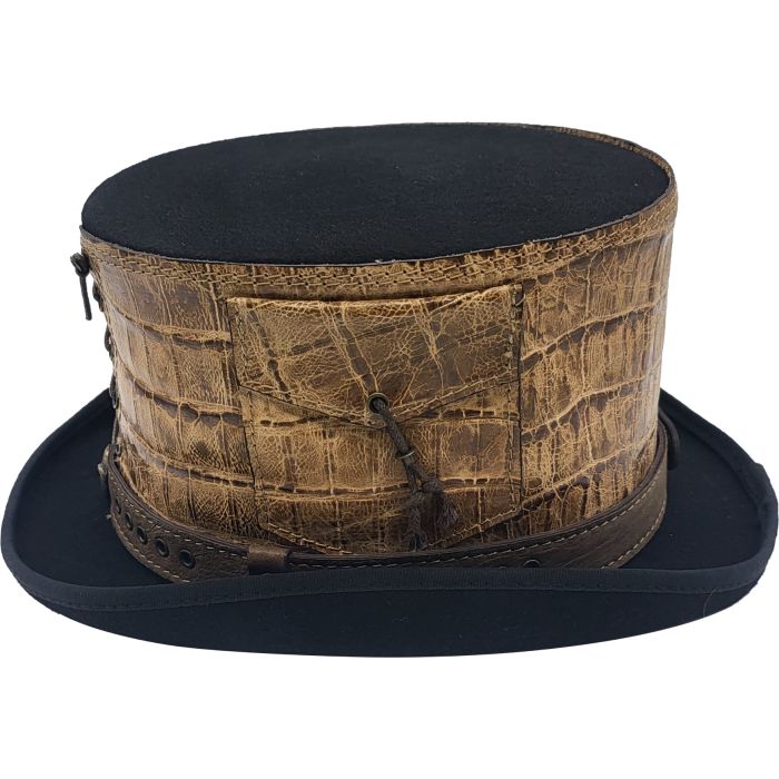 Leather Strapped Top Hat