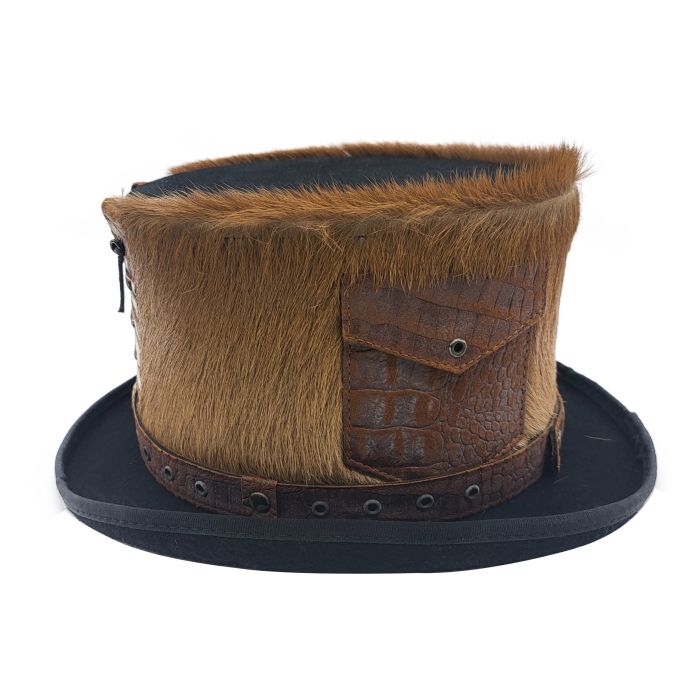 Leather Strapped Top Hat