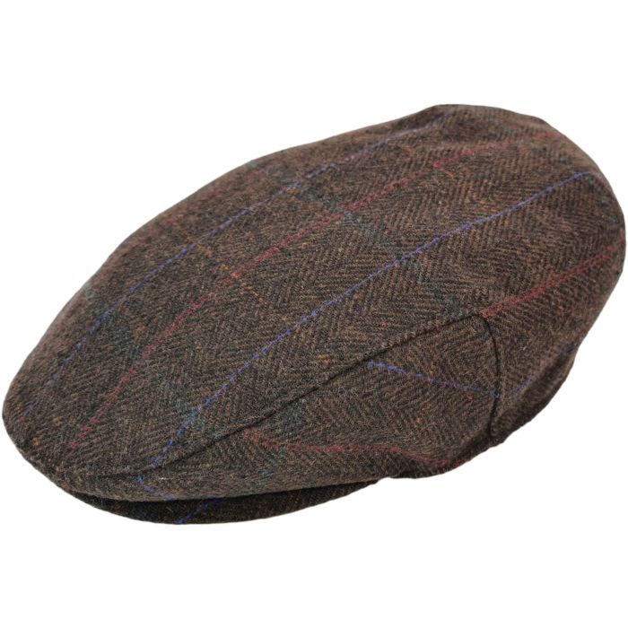 Kids Dark Brown Checked Flat Cap