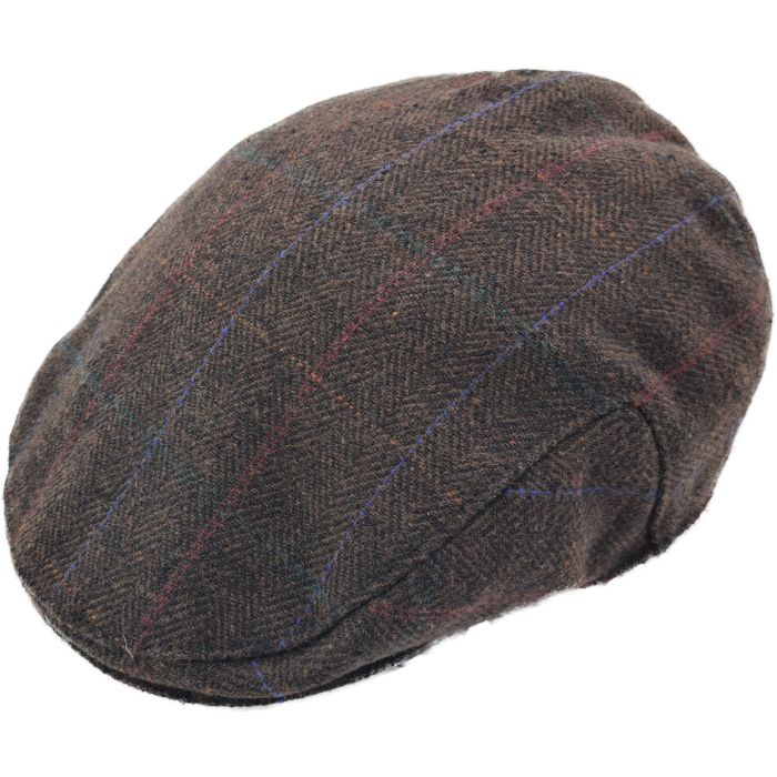 Kids Dark Brown Checked Flat Cap