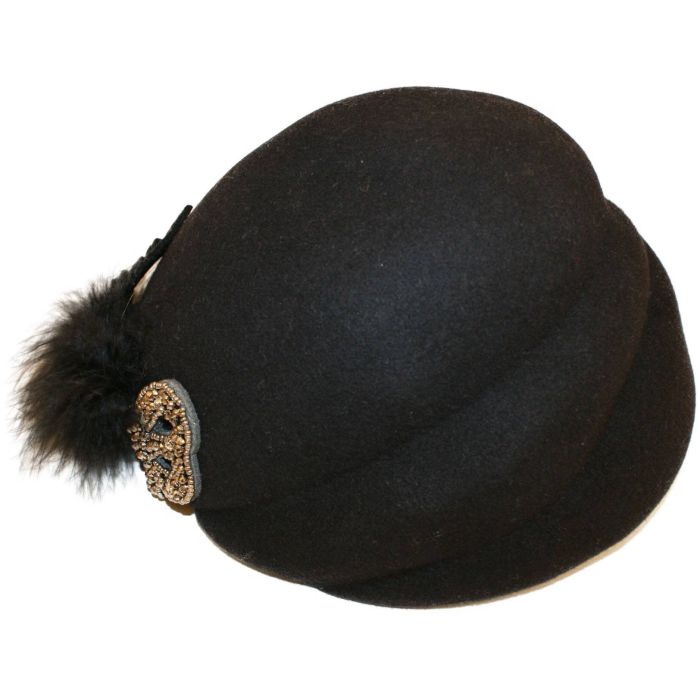 Womens Wool Felt Vintage Cloche Hat