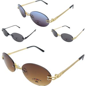 Minimalist Retro Oval Metal Sunglasses (12Pcs)