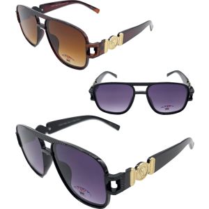 Bold Double-Bridge Square Aviator Sunglasses (12Pcs)