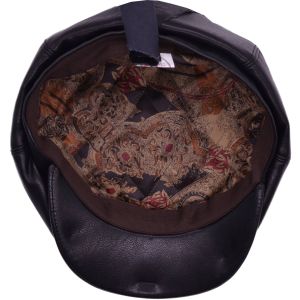 Black Faux Leather Newsboy Hat